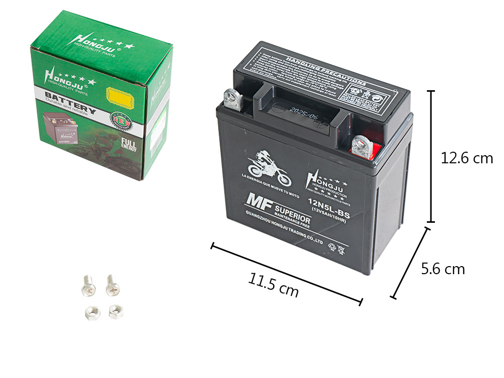 BATERIA SECA NEGRA 12N5-BS (12N5L-BS)