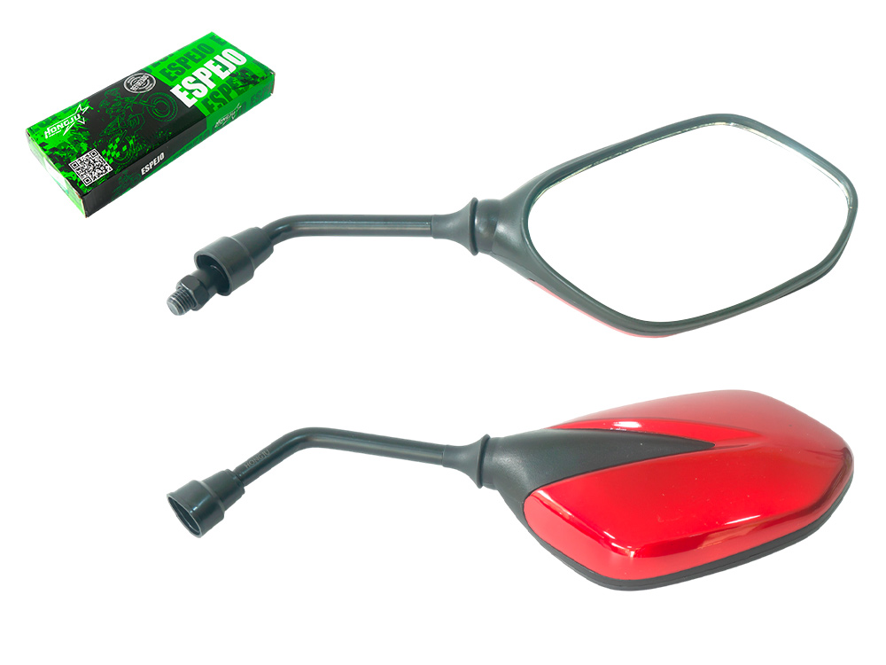 ESPEJO DOBLE COLOR ROJO 10MM STD