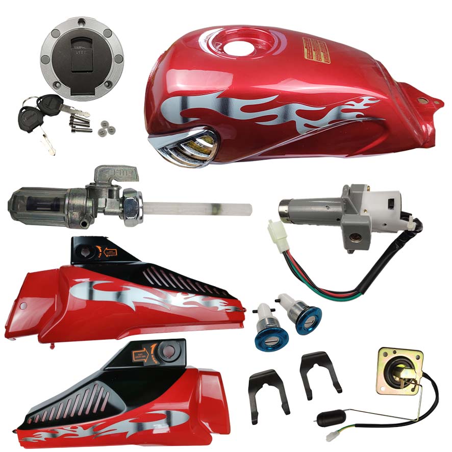 TANQUE  ROJO T/REDON. C/ CHAPA+TAPA LATERAL+BOYA SEGURO TAPAS LAT) GL125/150 MOD5