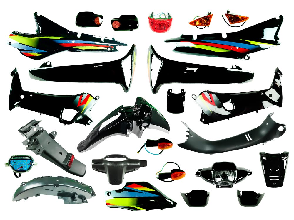 KIT PLASTICO CON FARO - ZAPATA WAVE-110 NEGRO 