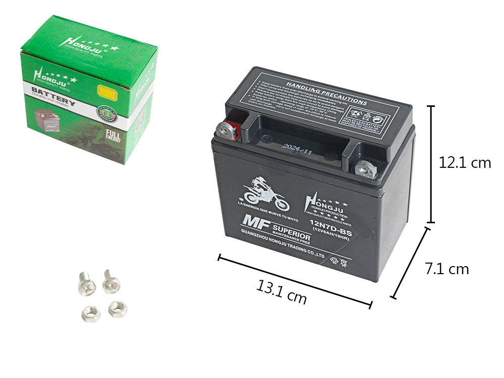 BATERIA SECA NEGRA 12N7B-BS (12N7D-BS)