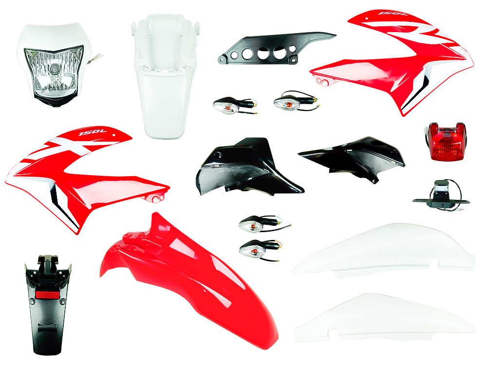 KIT PLASTICO S/TABLERO XR150 ROJO/BLANCO 