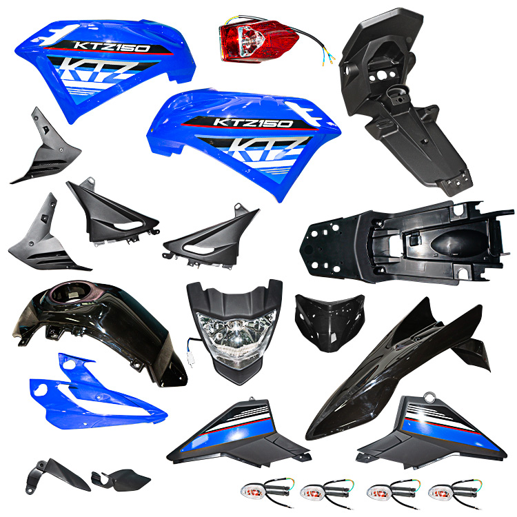KIT PLASTICO XTZ150 C/FAROS AZUL/NEGRO
