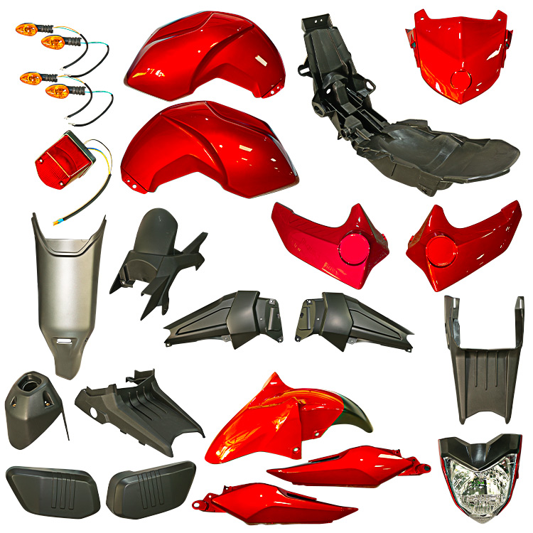 KIT PLASTICO FZ16 CON FAROS ROJOS PARA MOTO