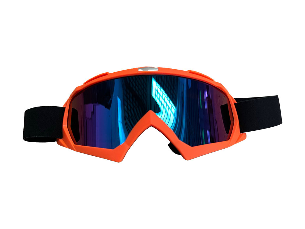 LENTES NEGRO MICA ESPEJO DE MOTOCICLISTA UNIVERSAL NARANJA
