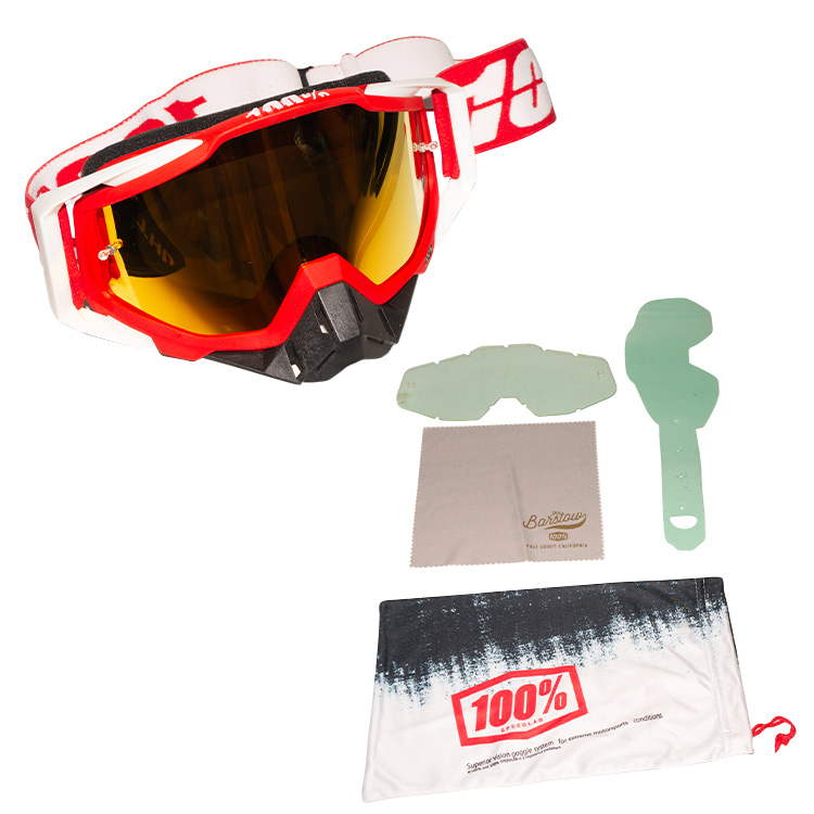 LENTES PARA CROSS COLOR ROJO/BLANCO-MICA DORADO