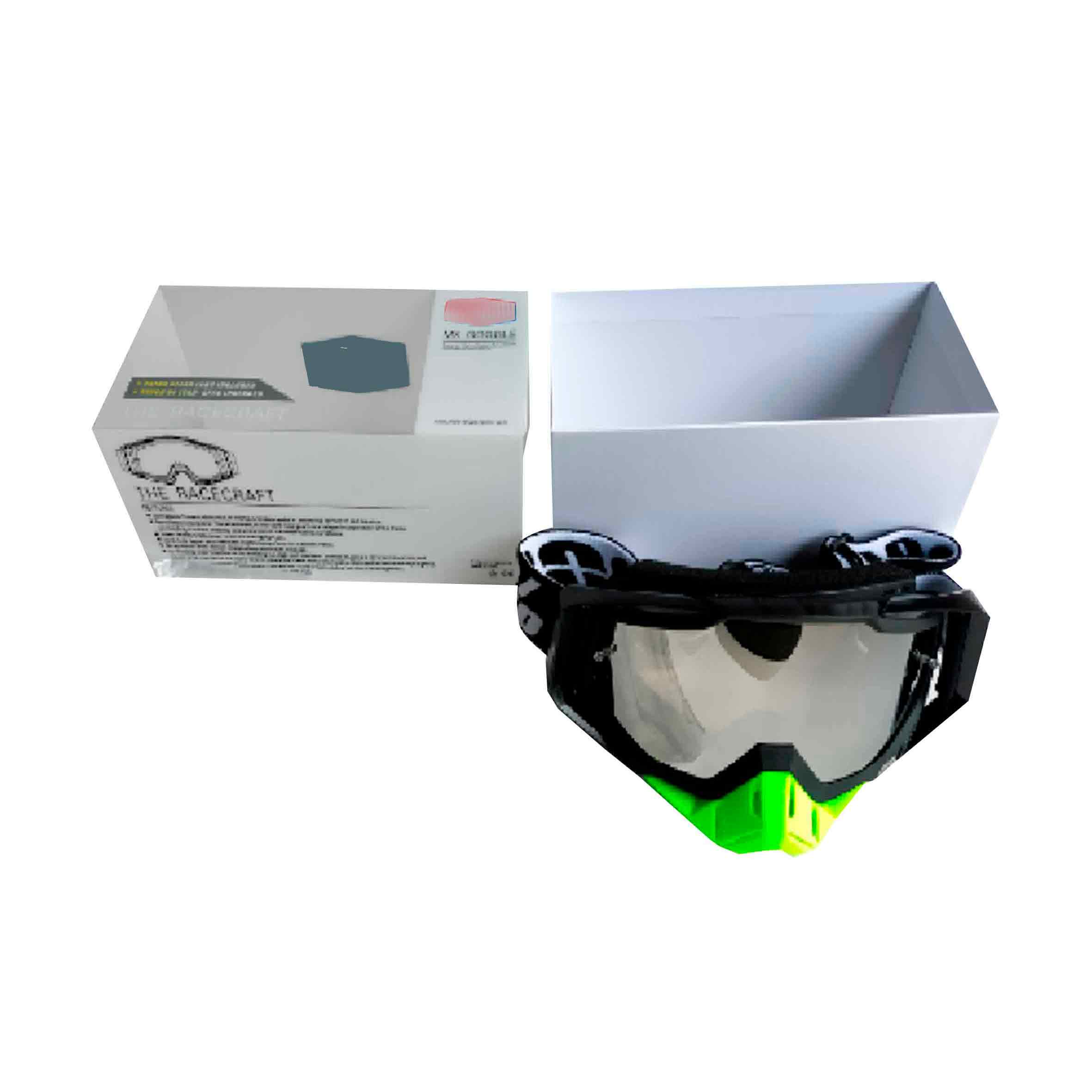 LENTE PARA CROSS COLOR NEGRO/VERDE -MICA ESPEJO