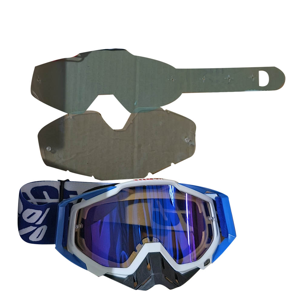 LENTES PARA CROSS COLOR AZUL/BLANCO  -MICA AZUL
