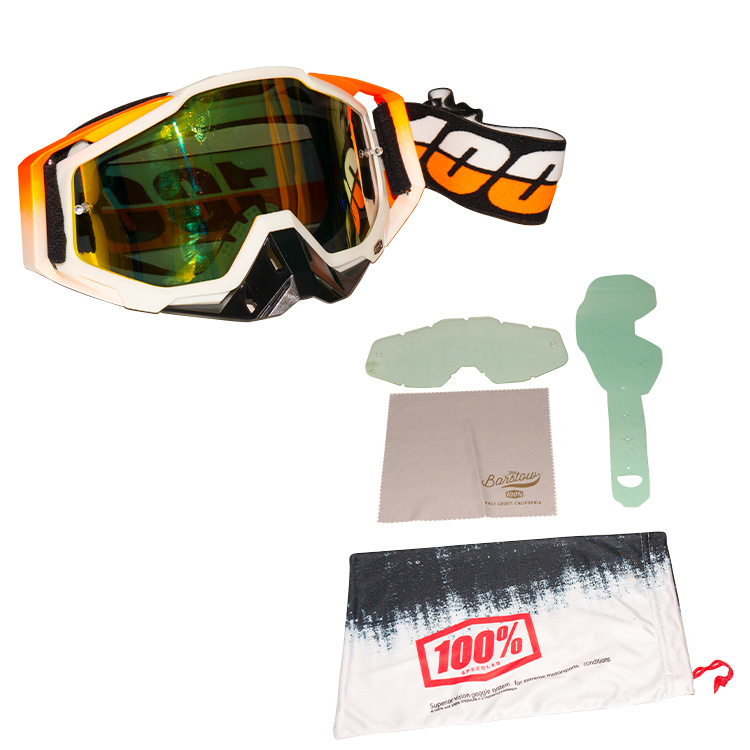 LENTE PARA CROSS COLOR NARANJA /BLANCO  -MICA DORADO