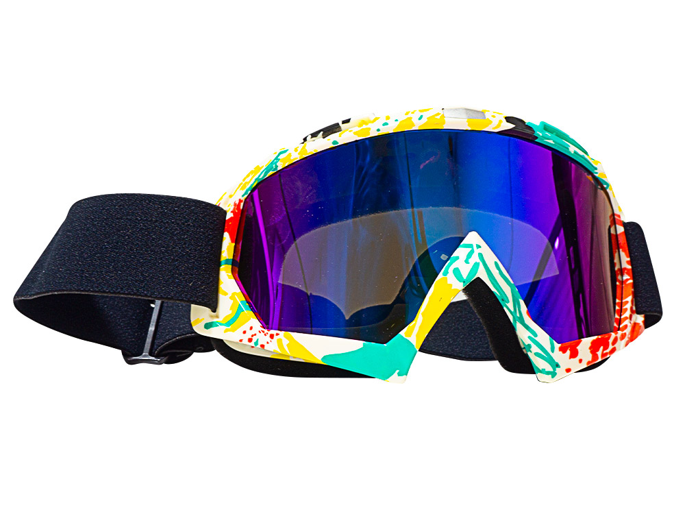 LENTES JASPEADO BLANCO-VERDE-AMARILLO MICA MULTICOLOR DE MOTO UNIVERSAL