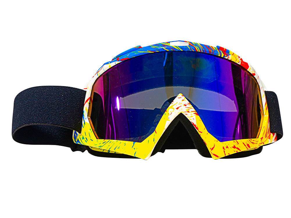 LENTES JASPEADO AMARILLO-ROJO-AZUL MICA MULTICOLOR DE MOTO UNIVERSAL