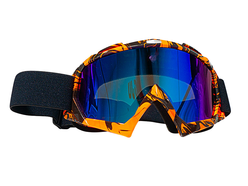 LENTES NARANJA-NEGRO JASPEADO MICA MULTICOLOR DE MOTO UNIVERSAL