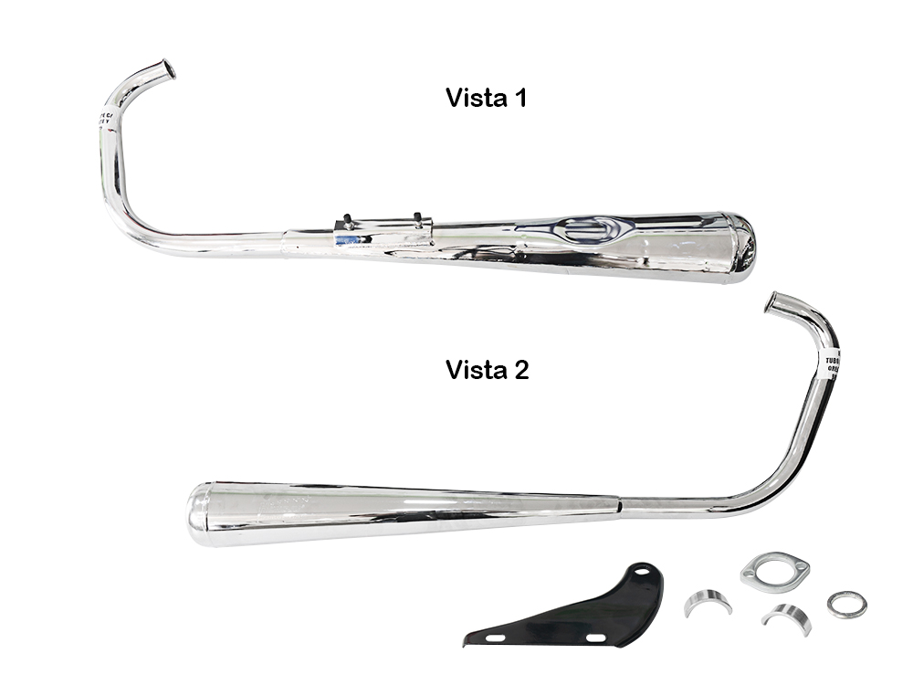 TUBO DE ESCAPE CON SOPORTE Y BRIDA CG125