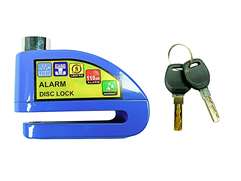 SEGURO PARA DISCO C/ALARMA AZUL UNIVERSAL