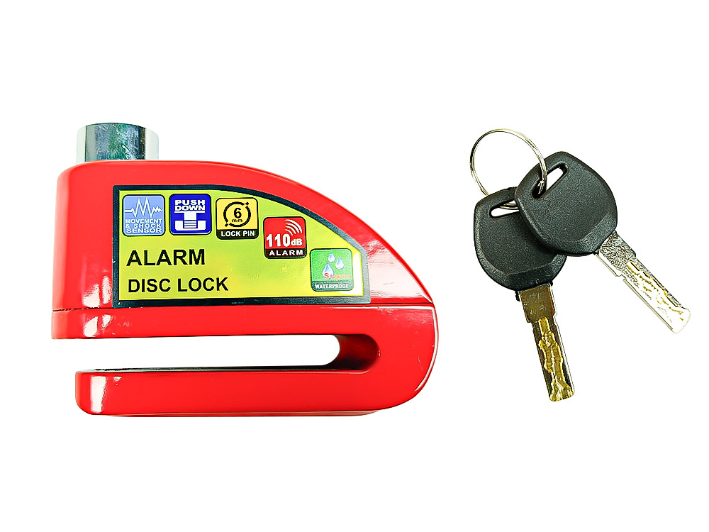 SEGURO PARA DISCO C/ALARMA ROJO UNIVERSAL