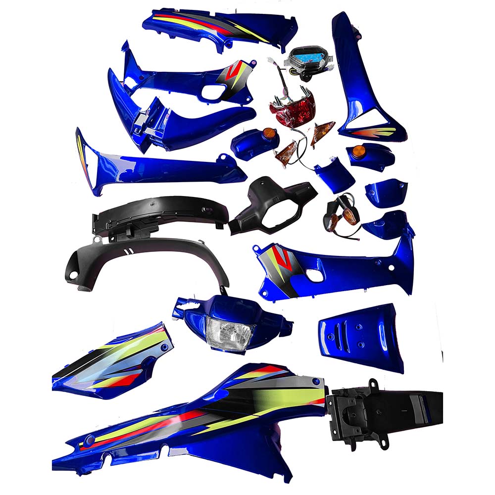 KIT DE PLASTICOS CON FARO FRENO ZAPATA  AZUL WAVE-110