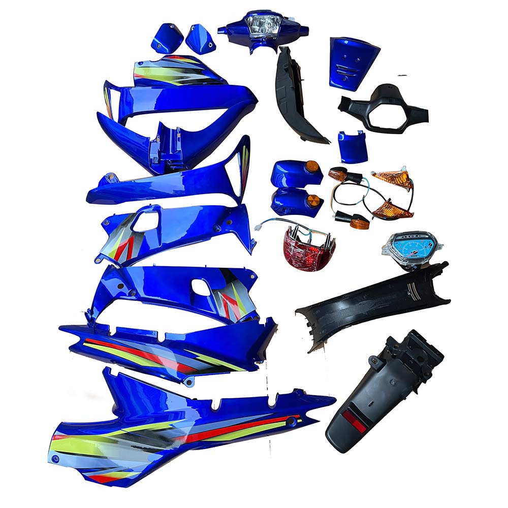 KIT DE PLASTICOS CON FARO FRENO DISCO AZUL WAVE-100