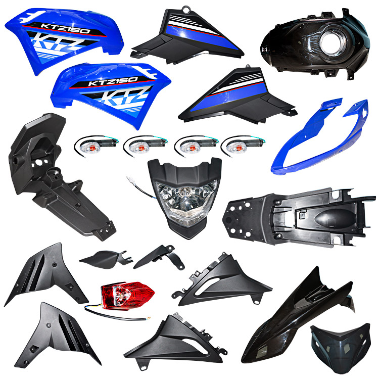 KIT PLASTICOS XTZ150 C/FAROS AZUL/NEGRO - 2024