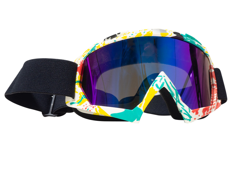 LENTES JASPEADO BLANCO-VERDE-AMARILLO MICA MULTICOLOR DE MOTO UNIVERSAL