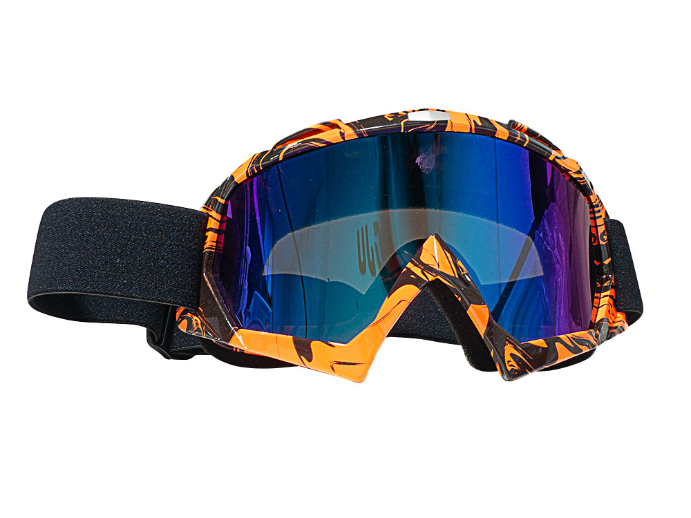 LENTES NARANJA-NEGRO JASPEADO MICA MULTICOLOR DE MOTO UNIVERSAL