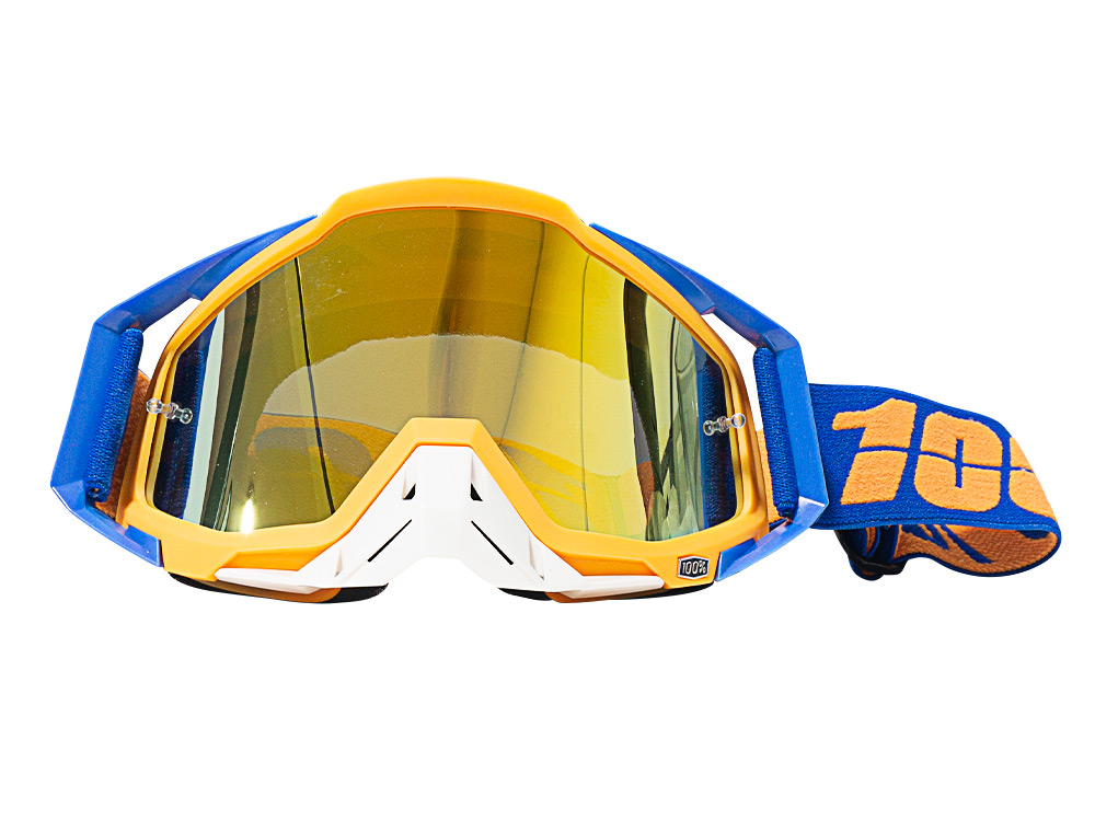LENTES AZUL-NARANJA-BLANCO MICA ESPEJO DE MOTOCICLISTA 100% UNIVERSAL